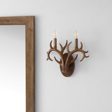 Oakley 13.25" 2-Light Southwestern Bohemian Resin/Iron Faux Antler LED Sconce - JONATHAN Y